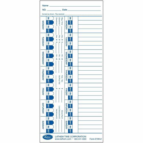 TIMECARDS;UNIVERSAL;100PK